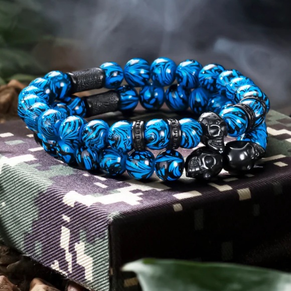 SKELETON HD • Blue Seahawk Spiritual Beads Bracelet Wrist Gear Accessory - Picture 4 of 4